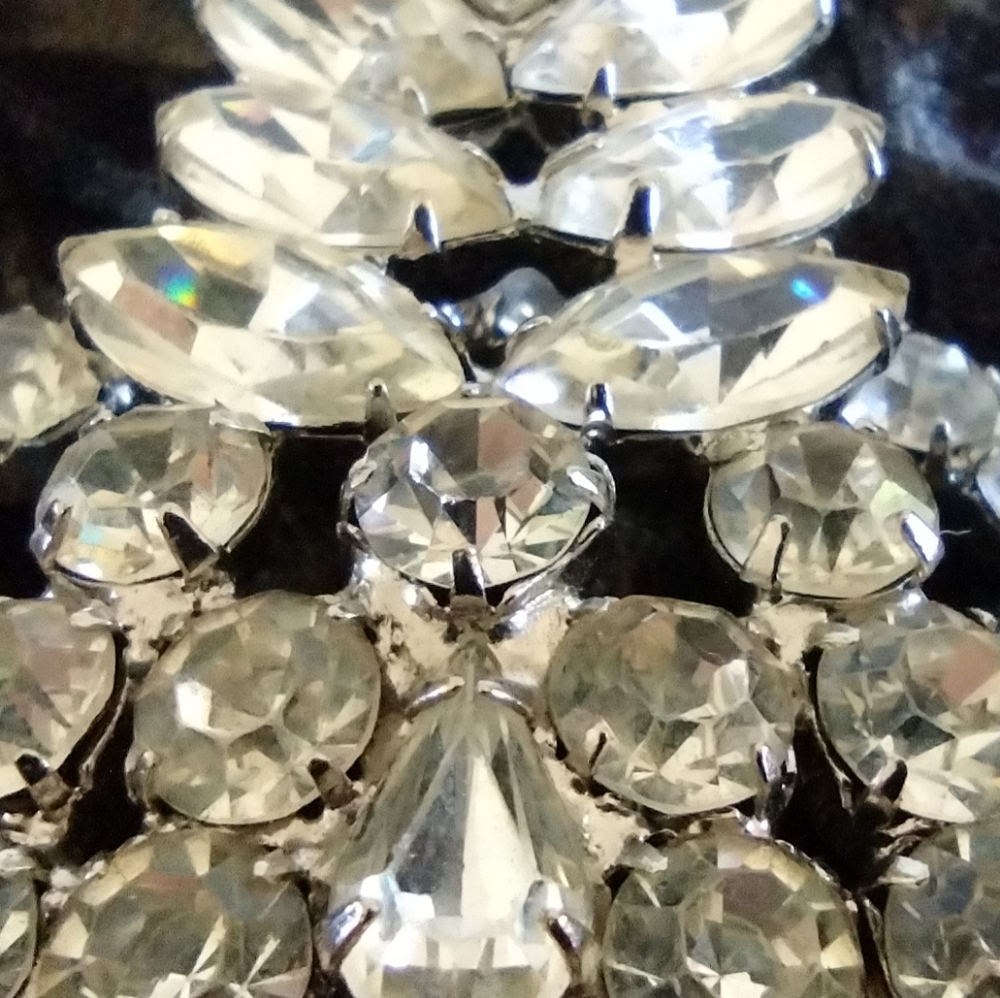 1950s Clear Rhinestone Brooch Large - Picture 9 of 13